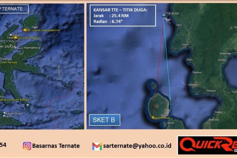 Sar Kapal Berpenumpang Orang Tenggelam Di Halmahera Barat Hilang