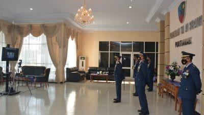 Danlanud Supadio Beserta Seluruh Personel Ikuti Upacara Hari Bakti Secara Virtual