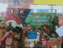 Danramil Pucuk Pantau Pelaksanaan Vaksinasi Anak Usia Dini