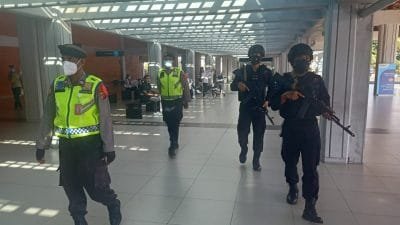 Ciptakan Situasi Kondusif di Bandara Ngurah Rai, Personel Pospam Lebaran 2022 Rutin Gelar Patroli