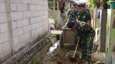 TMMD ke-13, Kodim 0507/Bekasi Pasang Saluran Beton Sepanjang 210 Meter