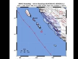 Pantai Barat Daya Bengkulu Diguncang Gempa Dangkal Magnitudo 5,0