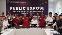 Kantor Otoritas Pelabuhan (OP) Tanjung Priok, menggelar Public Expose di bilangan Kemayoran, Jakarta Pusat, Rabu (5/4/2023)