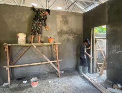 Satgas TMMD 116 Kodim Optimis Bisa Selesaikan Perbaikan Dinding Tepat Waktu