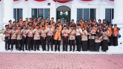 Buwono Prawana melepas Kontingen Gerakan Pramuka Kwarcab Asahan untuk mengikuti Rainas ke-XII Tahun 2023 di Cibubur, Jakarta Timur.