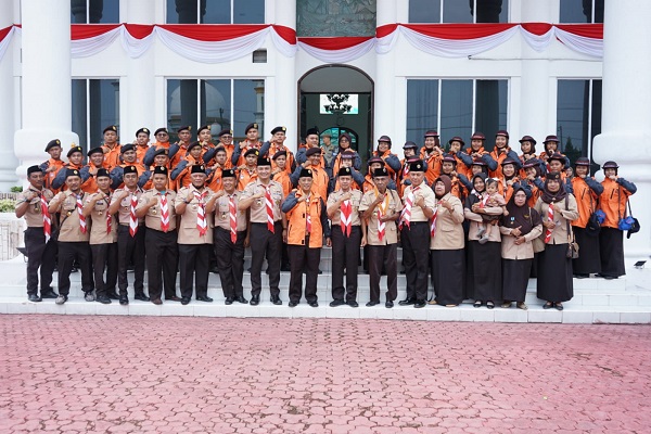 Buwono Prawana melepas Kontingen Gerakan Pramuka Kwarcab Asahan untuk mengikuti Rainas ke-XII Tahun 2023 di Cibubur, Jakarta Timur.