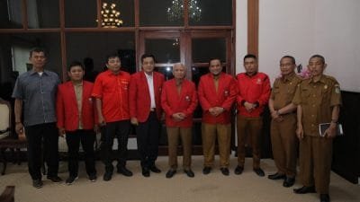 Bupati Asahan H. Surya, menerima audiensi jajaran pengurus Depicab SOKSI Kabupaten Asahan di Ruang Kerjanya, Selasa (8/8/2023).