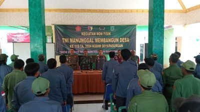 TMMD 119 Kodim 0819 Pasuruan di Desa Kalipang Berikan Pembekalan Pada Linmas