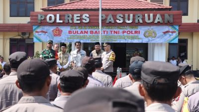 Jelang Pemilu, Kapolres Pasuruan Pimpin Apel Gelar Pasukan Gabungan Bulan Bhakti TNI-Polri