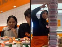 Viral! Sepasang Kekasih Santap Sushi, Piring Capai 1 Meter