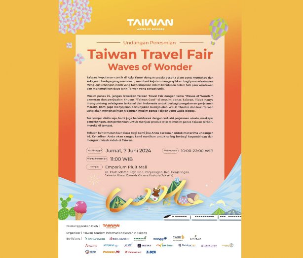 Menarik Nih! Jumat 7 Juni 2024 Akan Digelar 'Taiwan Travel Fair' di Emporium Pluit Mall