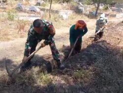 Babinsa Bersama Warga Desa Masangan Bangun Saluran Air