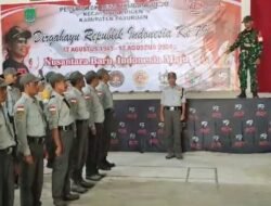 Babinsa Latih Linmas Desa Lumbangrejo  Baris Berbaris