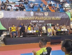 Batituud Koramil Bangil Hadiri Pembukaan Kejurprov FORKI Jatim 2025 di GOR Sasana Krida Anoraga