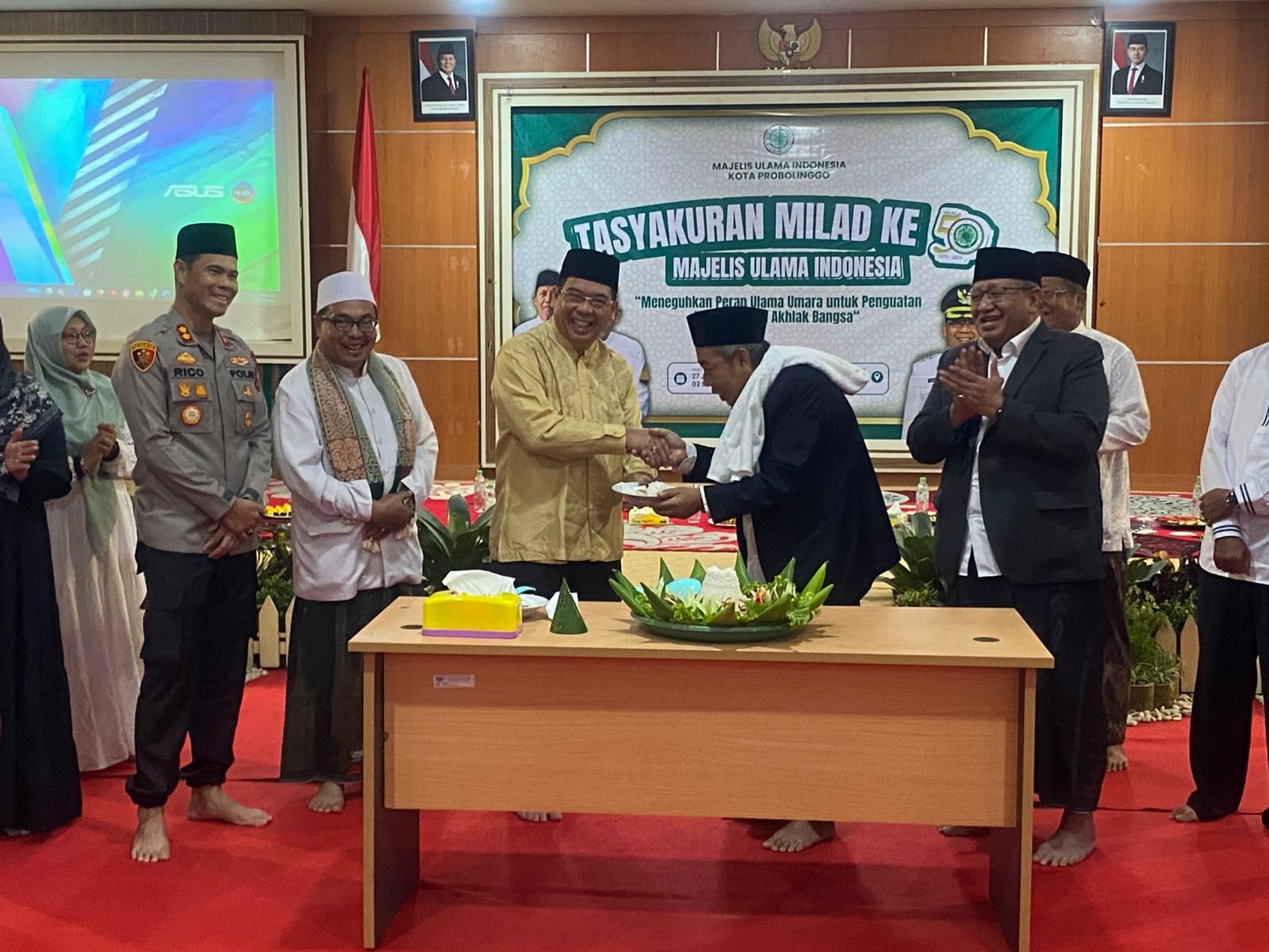 MUI Kota Probolinggo menggelar acara Tasyakuran Milad ke-50 dengan penuh khidmat dan kebersamaan di Puri Manggala Bhakti,
