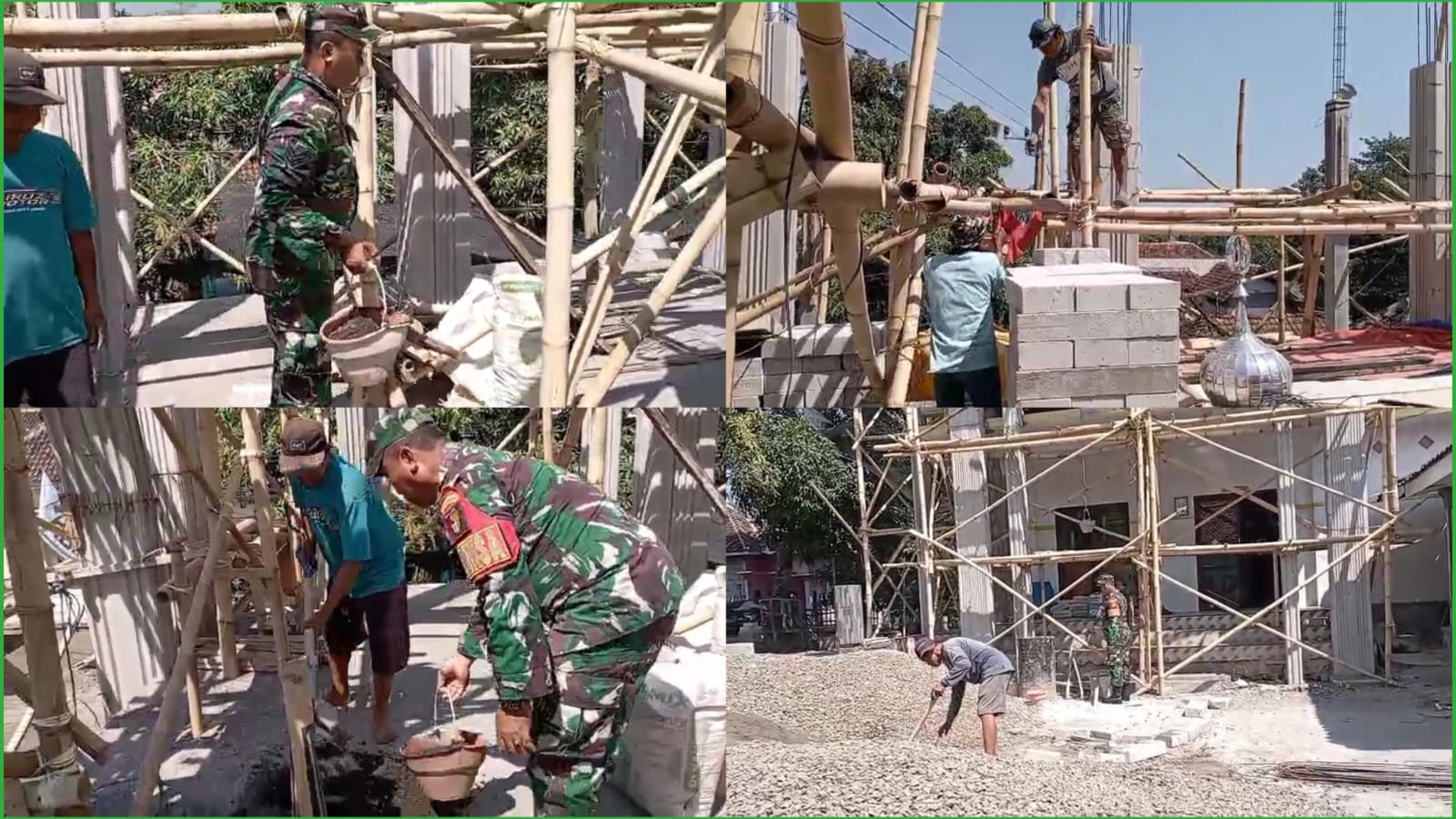 Babinsa Desa Karangjati Koramil 0819/09 Lumbang, Serka Suhardi melaksanakan kegiatan karya bakti bersama warga merehab Masjid Sabilil Muttaqin