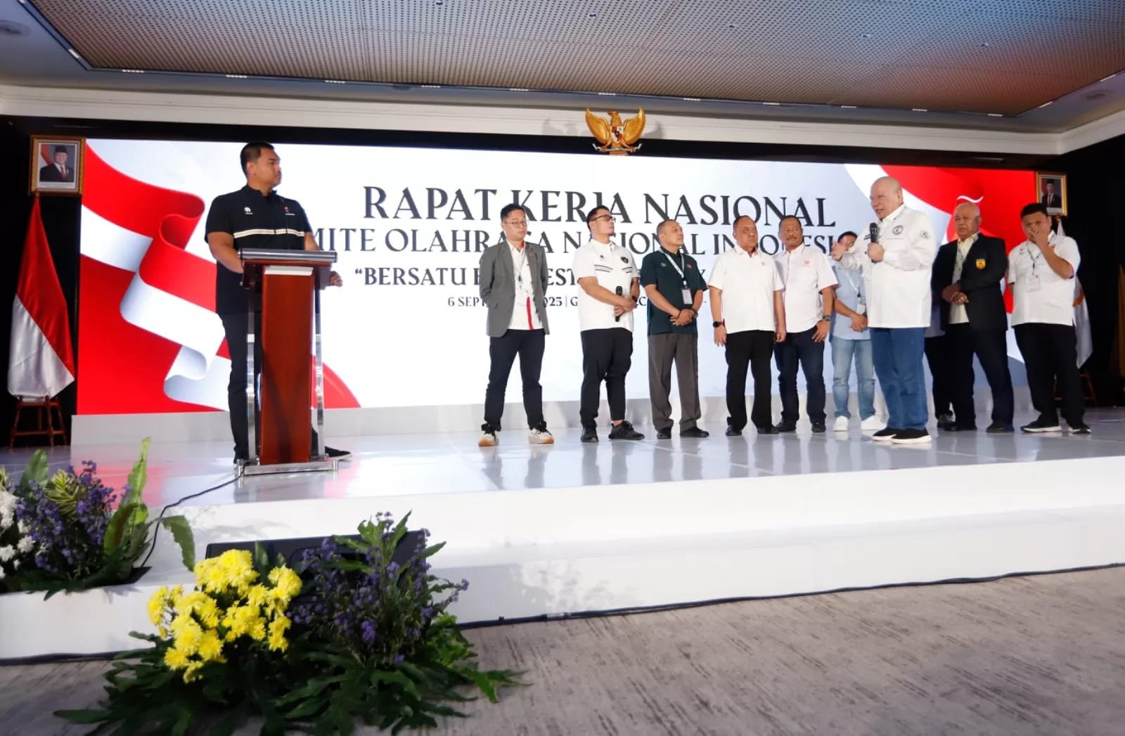 Dito Ariotedjo, menghadiri sekaligus memberikan arahan pada Rapat Kerja Nasional (Rakernas) Komite Olahraga Nasional Indonesia (KONI)