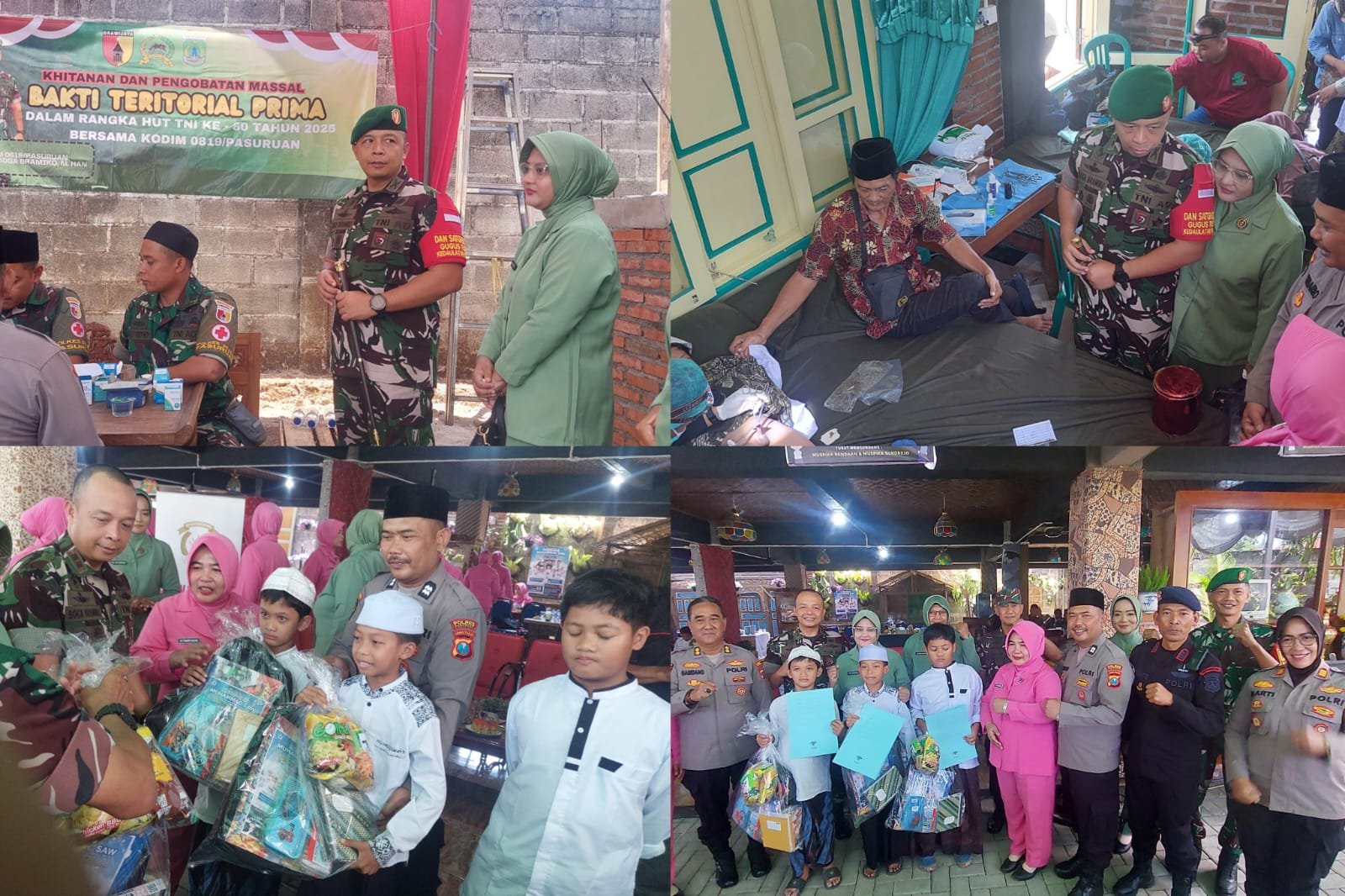 kegiatan Bakti Teritorial Prima berupa khitan massal, pemeriksaan kesehatan gratis, dan santunan anak yatim piatu.