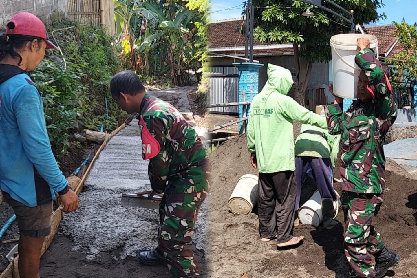 Serma Ari Sudaryanto Turun Langsung Bantu Warga Bangun Jalan Desa