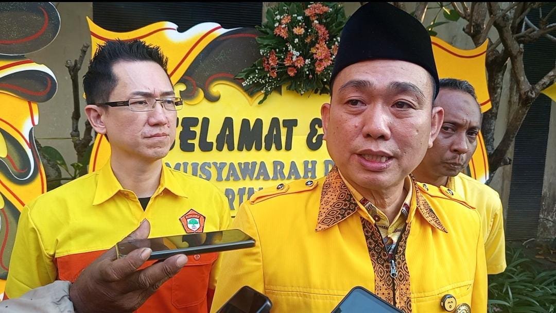 Sudjono Teguh Widjaja yang dipastikan terpilih kembali secara aklamasi sebagai Ketua DPD Partai Golkar Kota Kediri periode 2025-2030