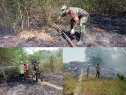 Sigap dan Tanggap, Serka Edy S. dan Babinsa Bantu Padamkan Kebakaran Lahan di Desa Kurung