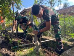 Satgas TMMD Kodim 0818 Bersama Warga Laksanakan Pembuatan Drainase