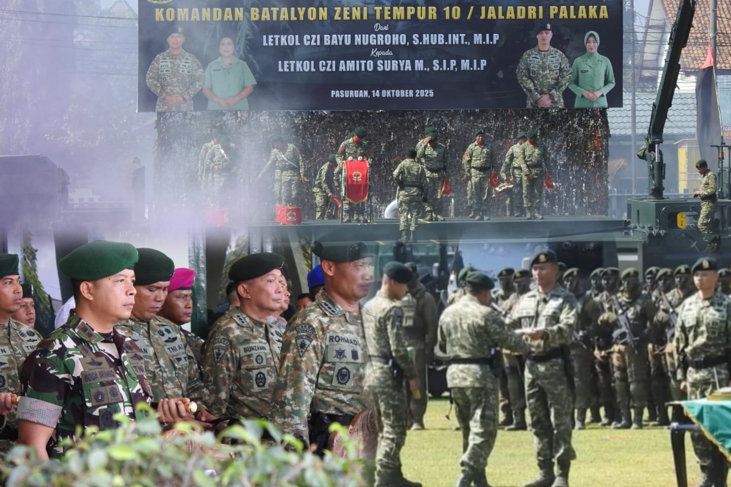 upacara serah terima jabatan Komandan Batalyon Zeni Tempur (Danyon Zipur) 10/JP Kostrad