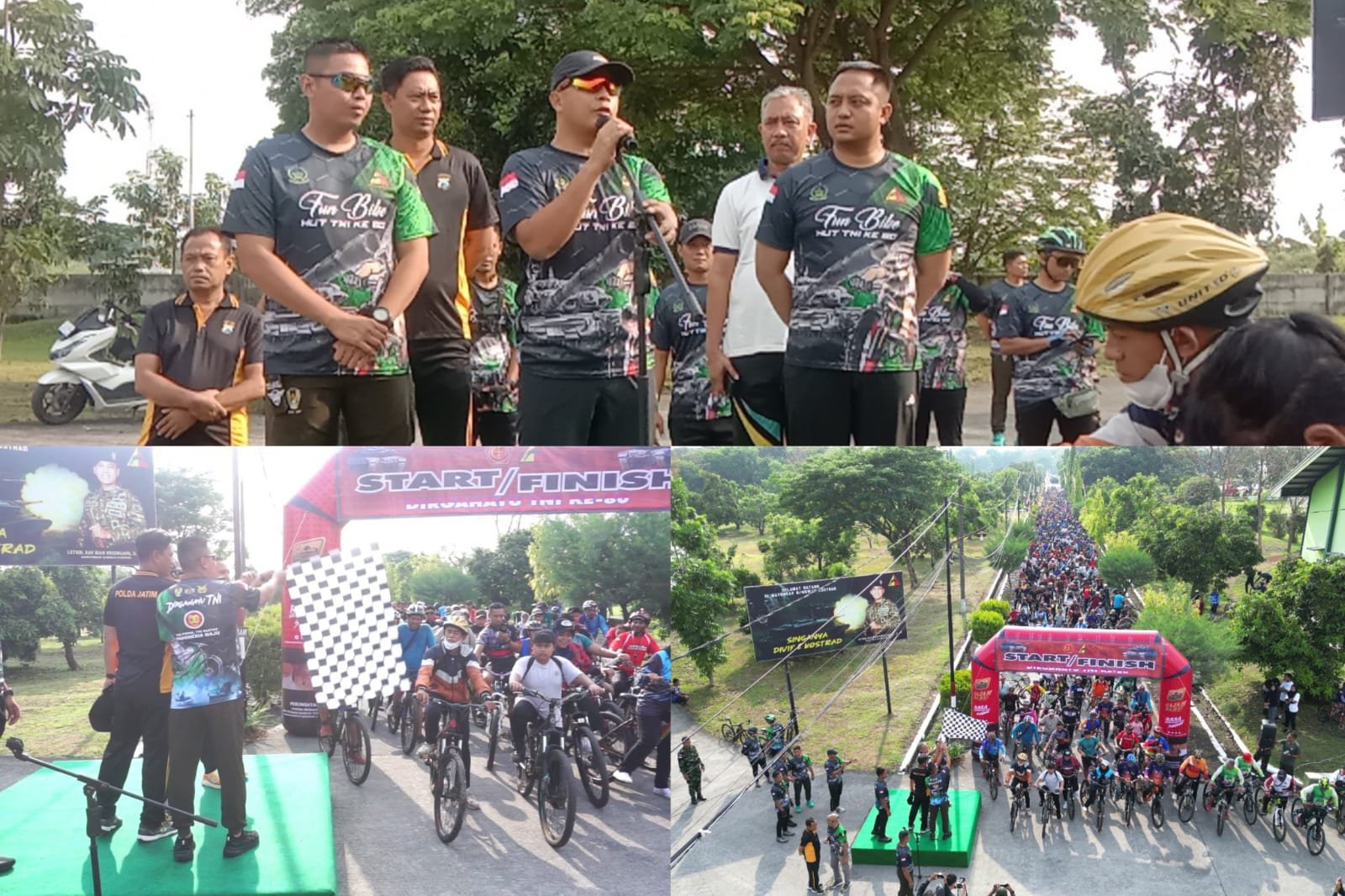 Komandan Kodim 0819 Pasuruan Letkol Inf Boga Bramiko, M.Han turut memeriahkan kegiatan Fun Bike dan Pameran Alutsista yang digelar di Markas Yonkav 8/NSW/2 Kostrad