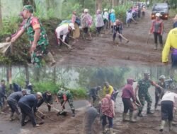 Karya Bakti Babinsa Tosari, Ciptakan Jalan Bersih Eratkan Persaudaraan