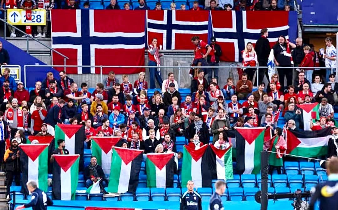 Norwegia Hajar Israel, Stadion Jadi Lautan Bendera Palestina