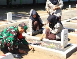 Gotong Royong di Taman Makam Pahlawan: Wujud Penghormatan dan Kebersamaan Jelang HUT ke-62 Korem 083/Baladhika Jaya