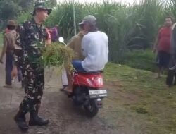 Bersama Warga Dusun Menangas, Babinsa Gelar Aksi Bersih-Bersih Lingkungan