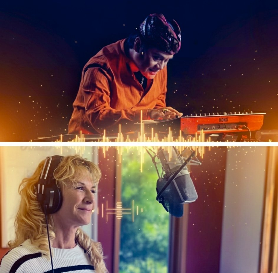 Founder Maria Monique Last Wish Foundation, Natalia Tjahja (kiri), Michael Perricone (tengah) dan Jahna Perricone (kanan) di saat rekaman lagu " The Return of The Ring" di Los Angeles.(Foto: Dok.MMLF)