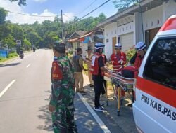 Babinsa Purwodadi Ikuti Simulasi Rencana Kontinjensi Longsor di Desa Cowek