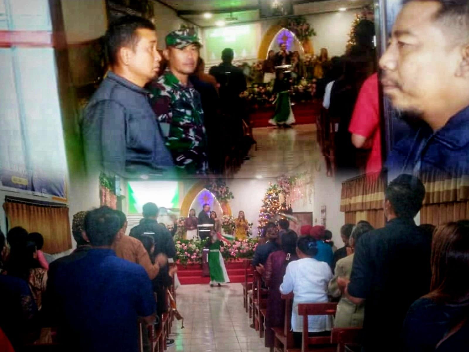 Sertu Suyanto, anggota Koramil 0819/24 Tutur, melaksanakan pengamanan ibadah perayaan Natal