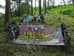 Jaga Kelestarian Mata Air, Kodim 0819/Pasuruan Bersama Pelajar dan Perhutani Gelar Reboisasi