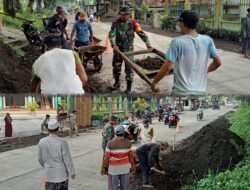 Gotong Royong Perbaiki Jalan Masjid, Babinsa dan Warga Ciptakan Kenyamanan Beribadah
