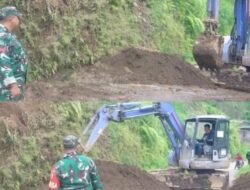 Babinsa Koramil 0819/26 Tosari Kawal Normalisasi Jalan Wonokitri-Wonomerto dengan Alat Berat