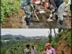Permudah Akses Ekonomi Warga, Babinsa Andonosari Gotong Royong Bangun Jalan Paving ke Area Perkebunan