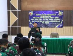 Ratusan Prajurit Kodim Probolinggo Mengikuti Jalan nya Ops Gaktib Dan Ops yustisi Citra Wira Clurit Tahun 2026
