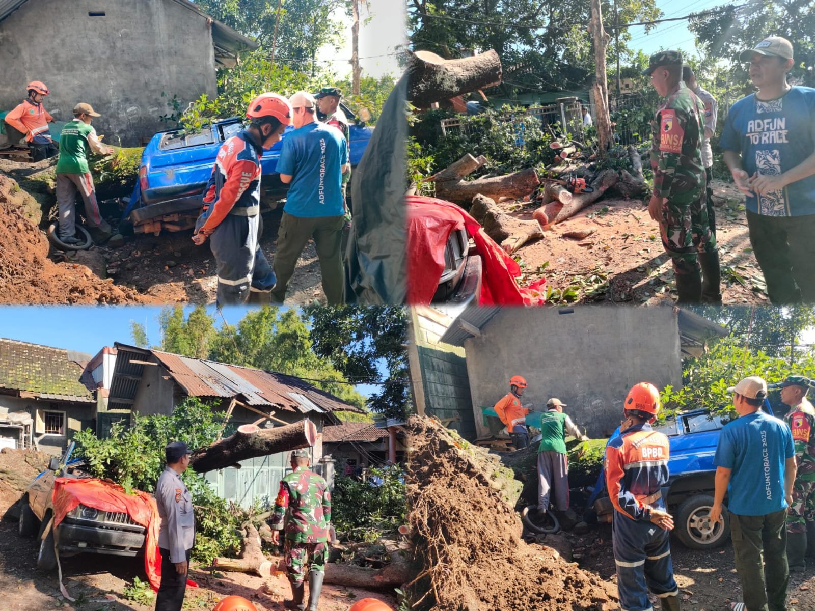 Aparat gabungan yang terdiri dari Babinsa, Satpol PP, dan Badan Penanggulangan Bencana Daerah (BPBD)