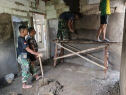 Satgas TMMD 127 dan Warga Selesaikan Plester Rumah RTLH di Wonosalam