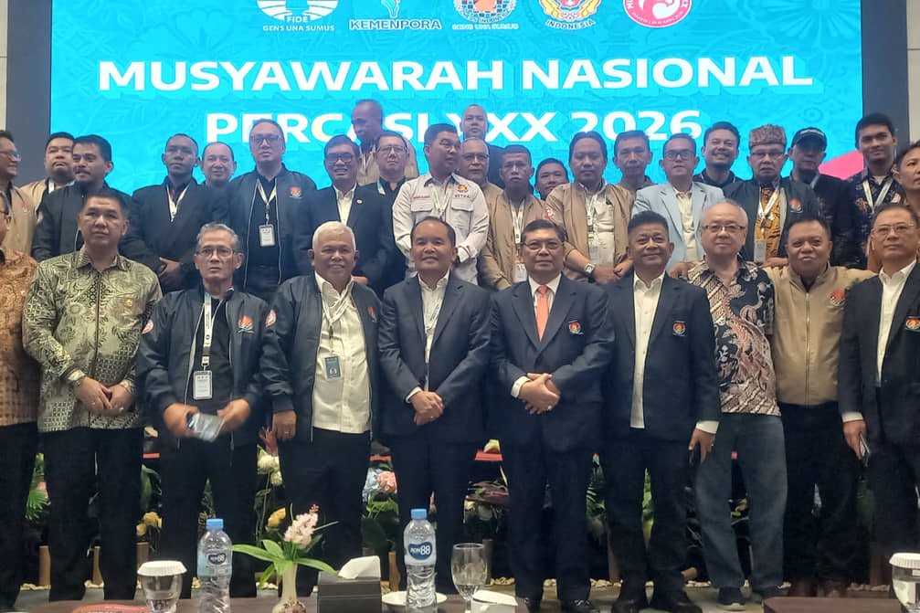 Rapat paripurna Musyawarah Nasional (Munas) XXX Persatuan Catur Seluruh Indonesia secara aklamasi menetapkan Agustiar Sabran sebagai Ketua Umum PB Percasi periode 2026–2030. (Foto: ist).