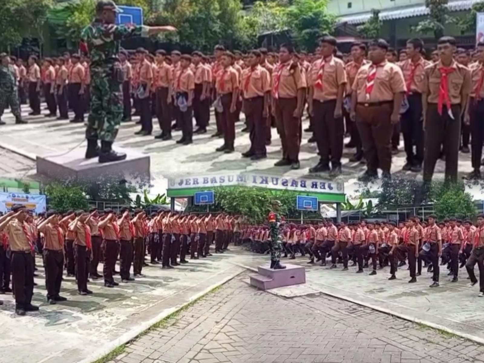 pelatihan Peraturan Baris-Berbaris (PBB). Kegiatan yang diikuti oleh puluhan siswa-siswi SMKN 1 Nguling