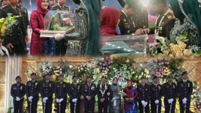 Pedang Pora Mengiringi Ikatan Suci, Dandim 0819 Pasuruan Sematkan Cincin di Pernikahan Perwira TNI AD