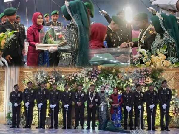Pedang Pora Mengiringi Ikatan Suci, Dandim 0819 Pasuruan Sematkan Cincin di Pernikahan Perwira TNI AD