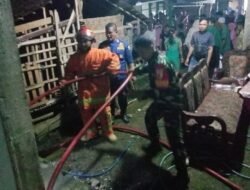 Aksi Cepat Babinsa dan Damkar Padamkan Kebakaran Kandang di Trenggalek