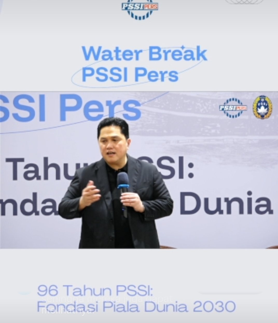 Ketua Umum PSSI Erick Thohir menegaskan bahwa perjalanan sepak bola Indonesia memang belum sepenuhnya ideal. (Foto: AGF).