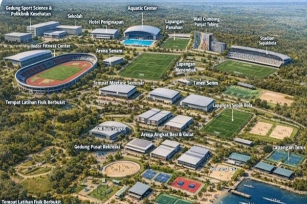 Kementerian Pemuda dan Olahraga menyiapkan sport center nasional berstandar internasional di Rancabungur, Bogor, dengan fasilitas lengkap mulai arena akuatik, atletik, dayung, hingga sekolah khusus atlet. (Foto: ist).