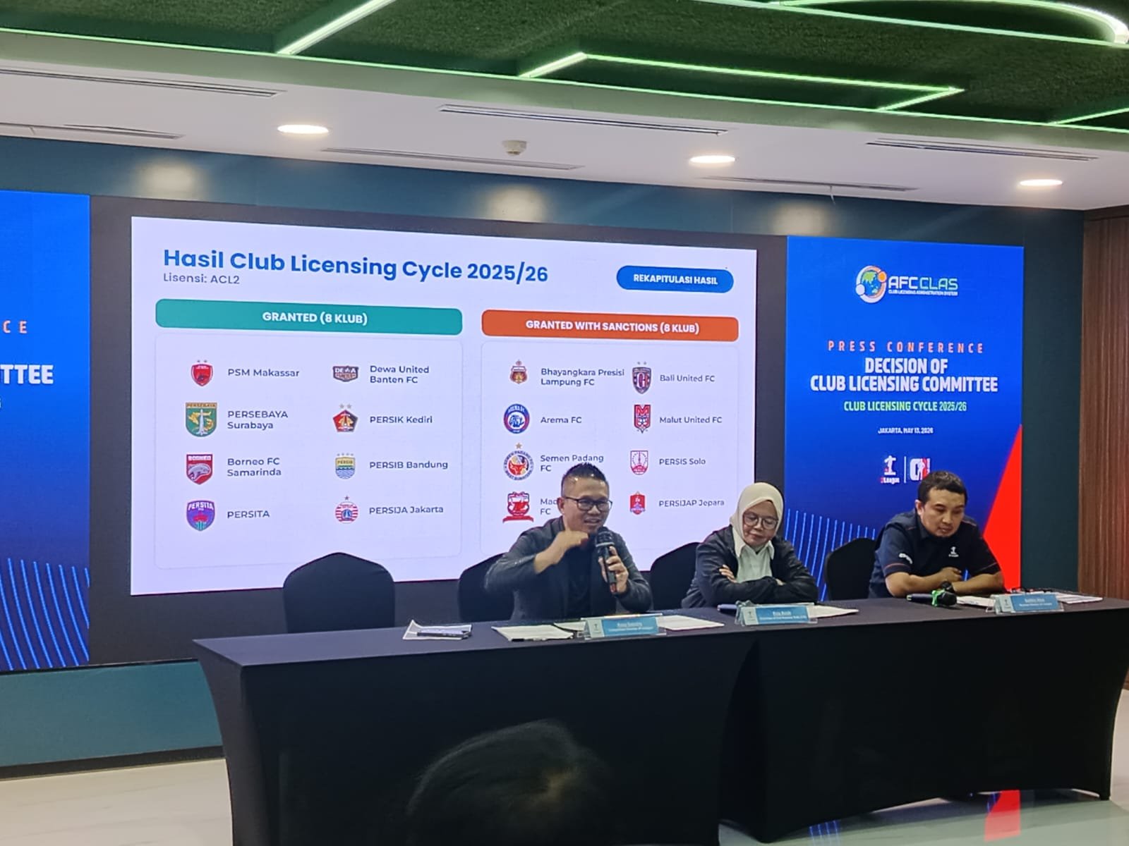 I.League resmi mengumumkan hasil Club Licensing Cycle 2025/26 sebagai bagian dari upaya meningkatkan profesionalisme dan tata kelola klub sepak bola Indonesia sesuai regulasi nasional dan standar Konfederasi Sepak Bola Asia (AFC). (Foto: AGF/SP).